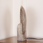 Lampe à poser moderne Reino en pierre Marron travertin