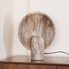 Lampe à poser moderne Reino en pierre Marron travertin