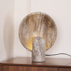 Lampe à poser moderne Reino en pierre Marron travertin