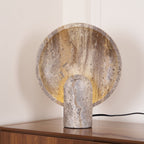 Lampe à poser moderne Reino en pierre Marron travertin
