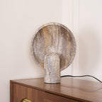 Lampe à poser moderne Reino en pierre Marron travertin