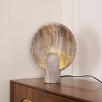 Lampe à poser moderne Reino en pierre Marron travertin