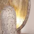 Lampe à poser moderne Reino en pierre Marron travertin