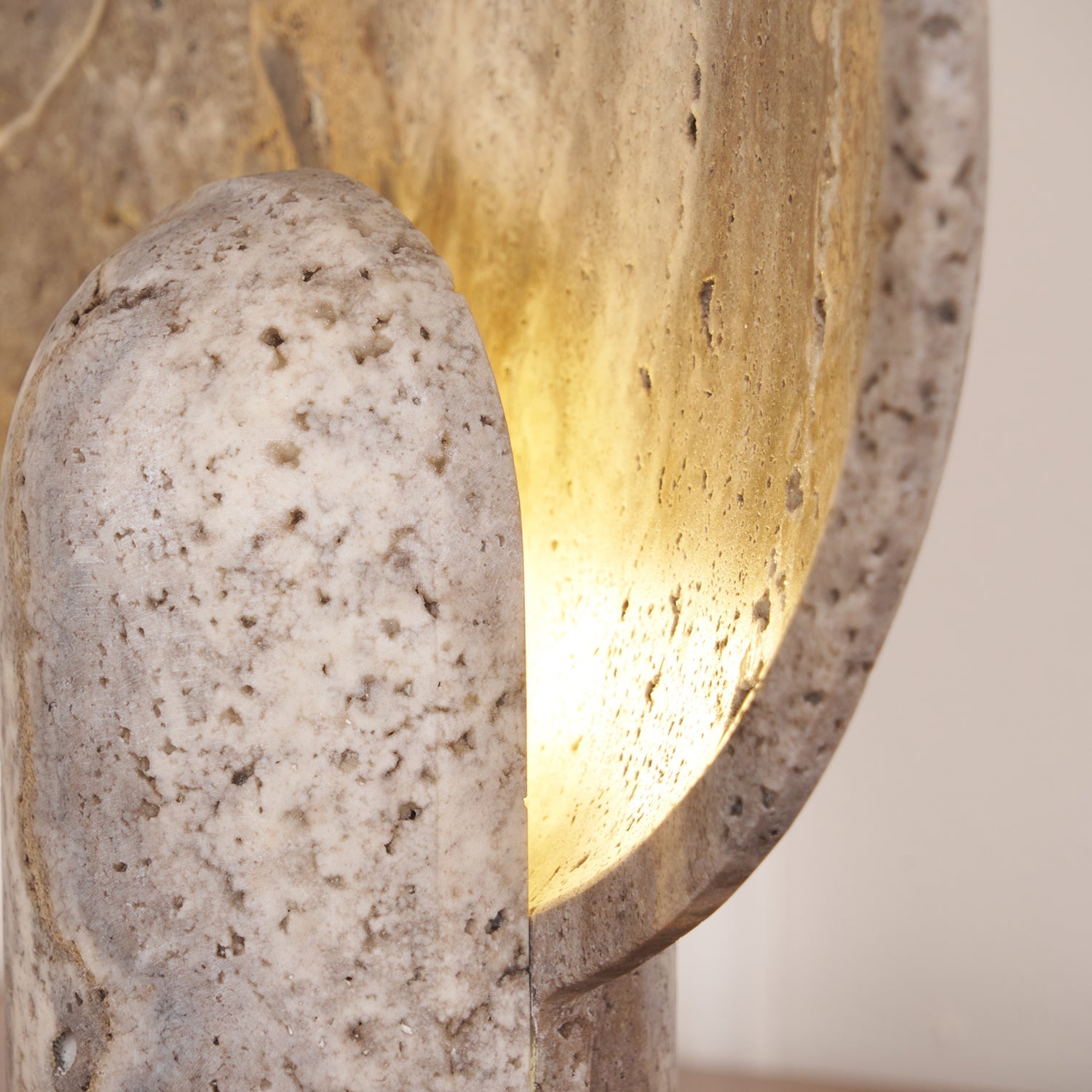 Lampe à poser moderne Reino en pierre Marron travertin