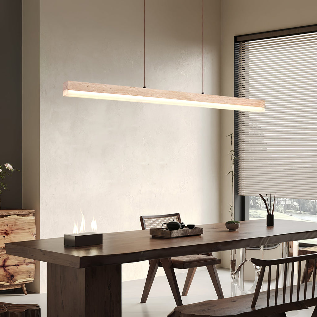 Suspension moderne Eren en Travertin jaune et noyer bois