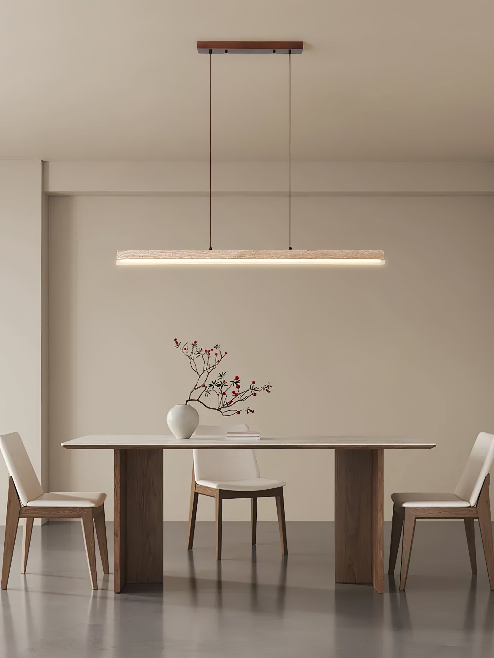 Suspension moderne Eren en Travertin jaune et noyer bois