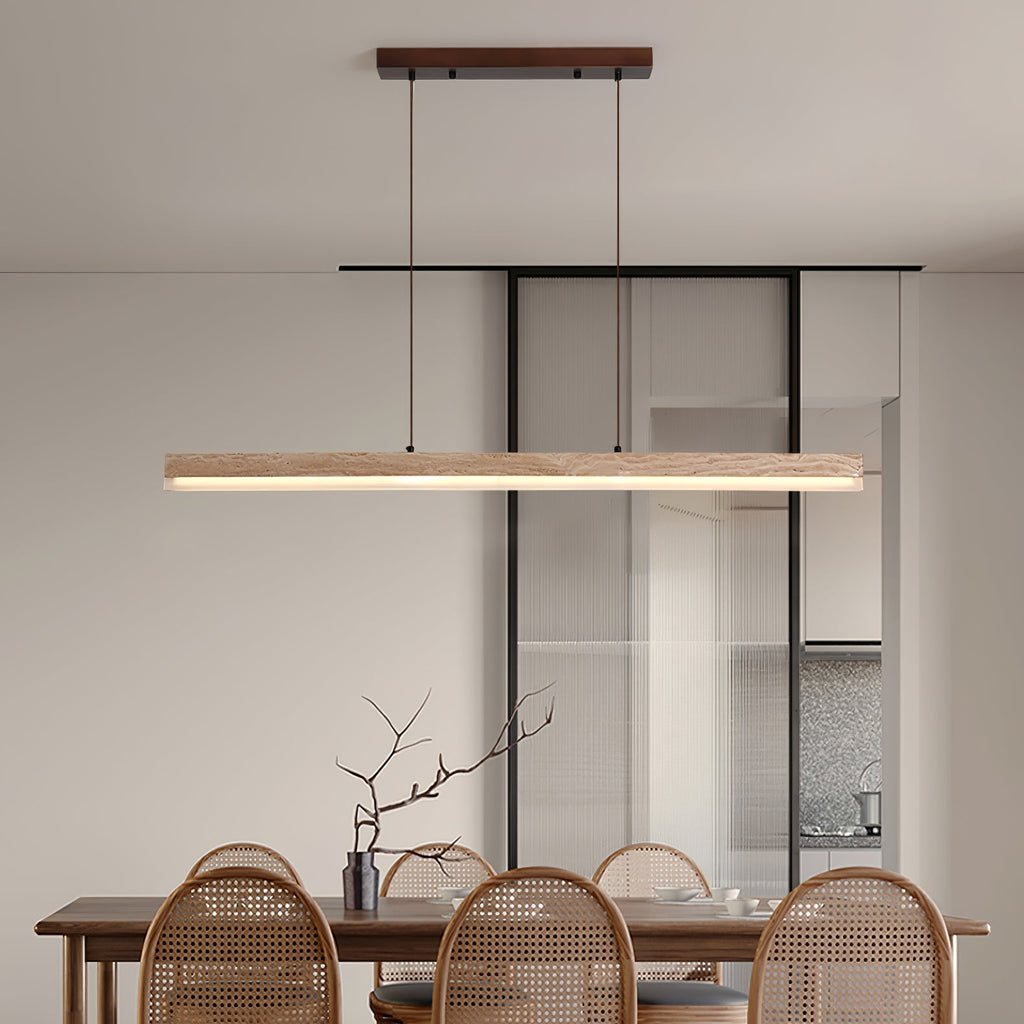 Suspension moderne Eren en Travertin jaune et noyer bois