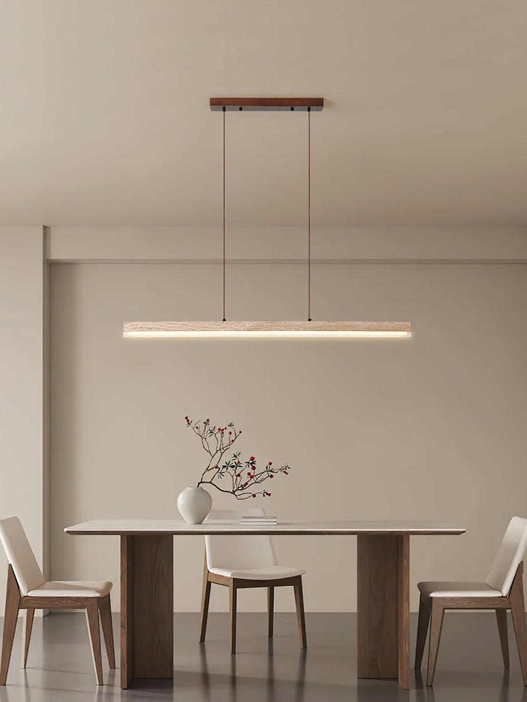 Suspension moderne Eren en Travertin jaune et noyer bois