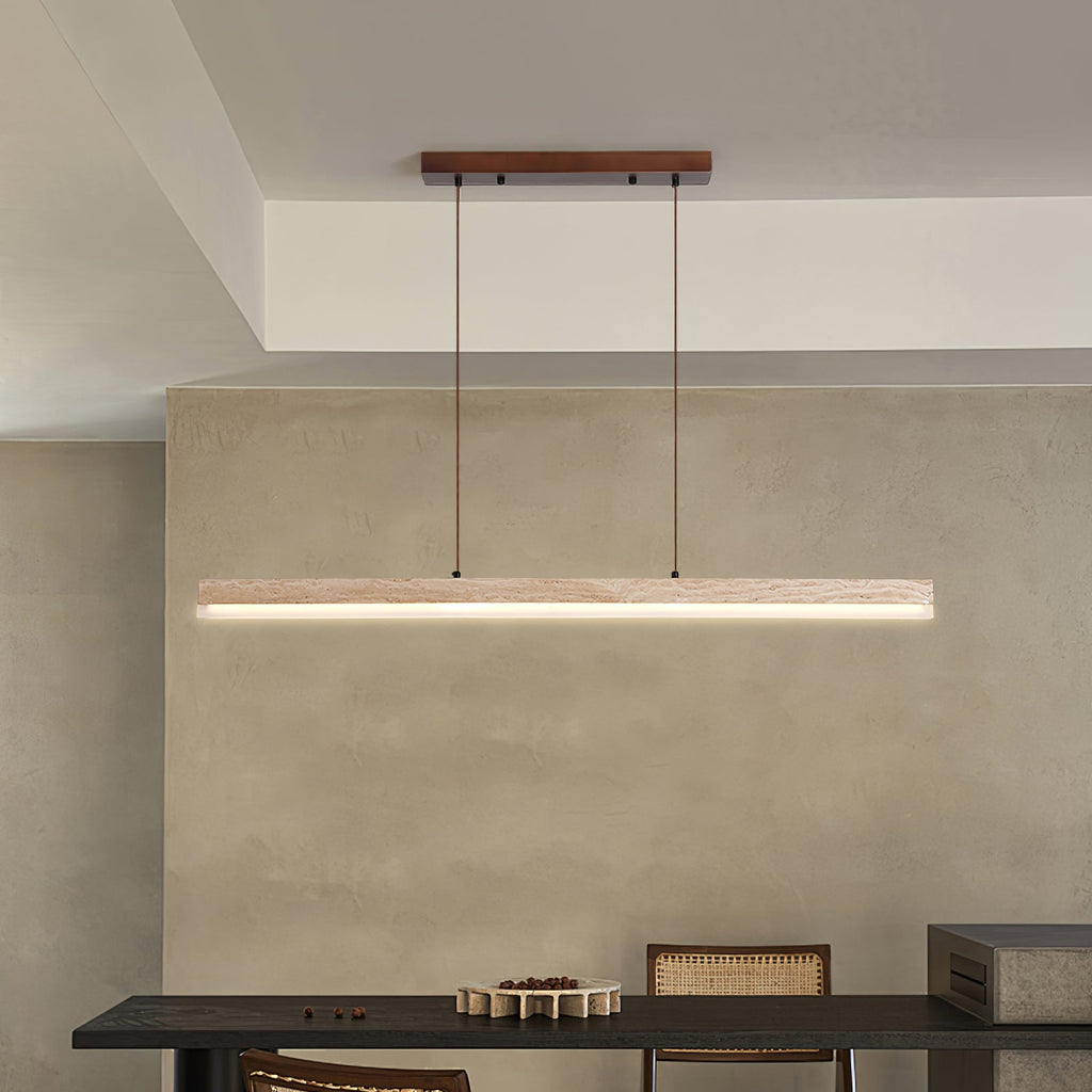 Suspension moderne Eren en Travertin jaune et noyer bois