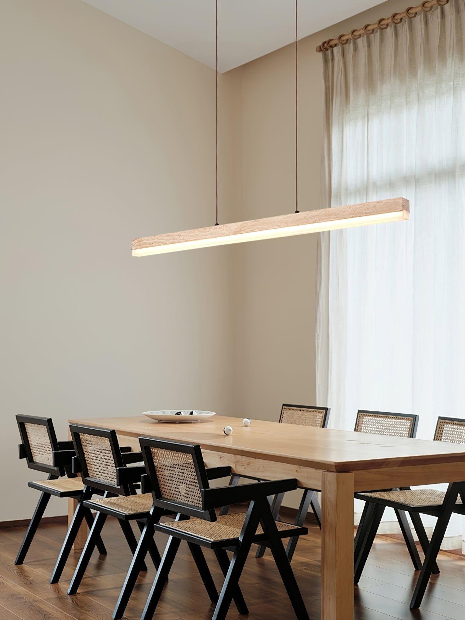 Suspension moderne Eren en Travertin jaune et noyer bois