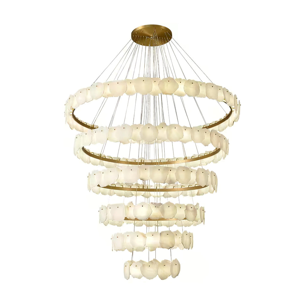 Lustre moderne Vernon en Albâtre Or et blanc
