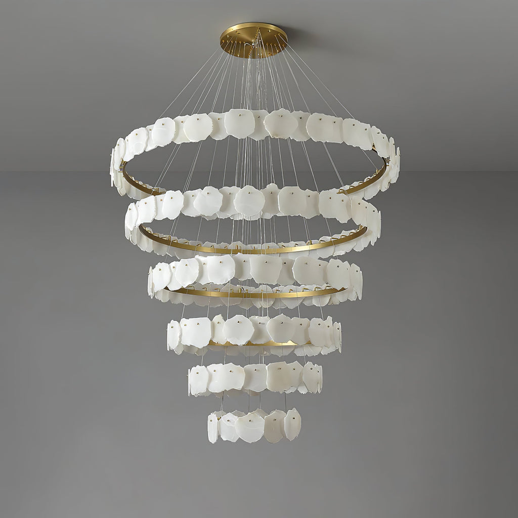 Lustre moderne Vernon en Albâtre Or et blanc
