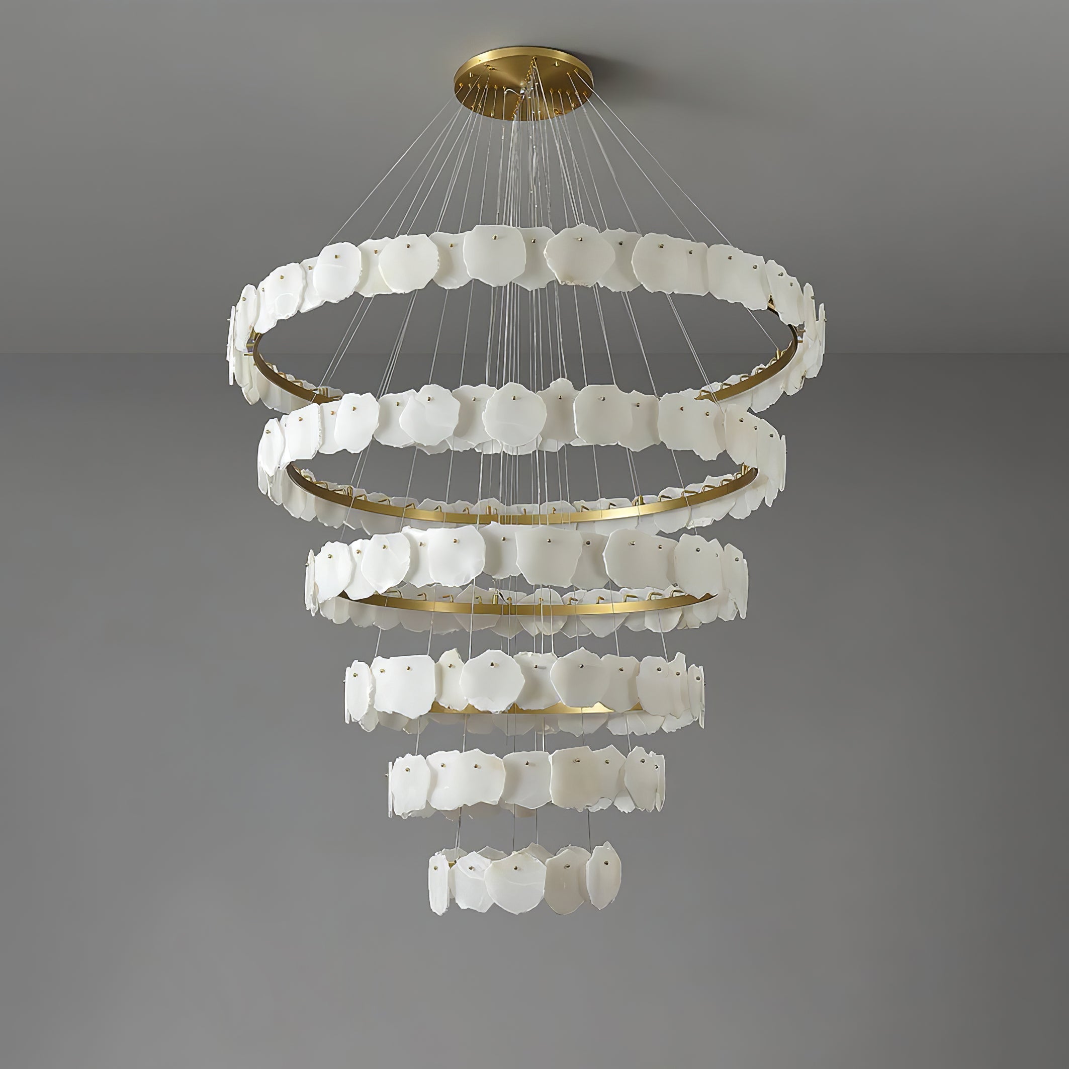 Lustre moderne Vernon en Albâtre Or et blanc