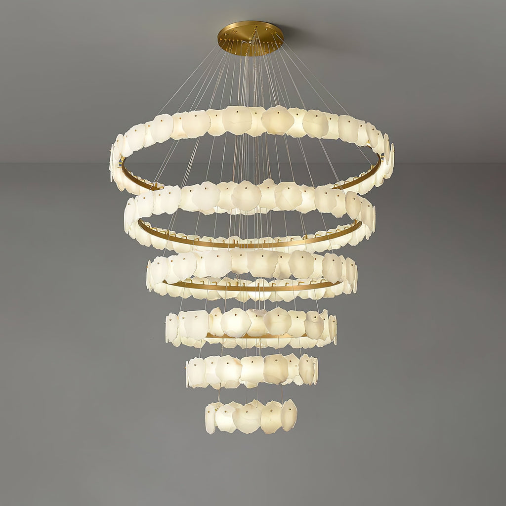 Lustre moderne Vernon en Albâtre Or et blanc