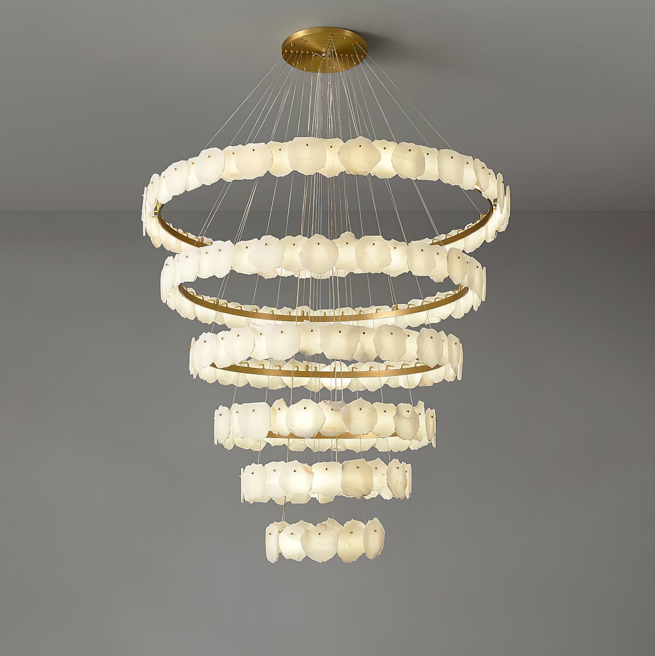 Lustre moderne Vernon en Albâtre Or et blanc