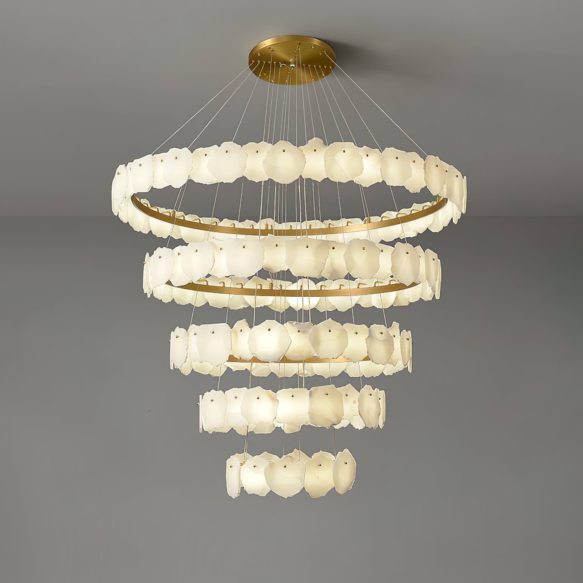 Lustre moderne Vernon en Albâtre Or et blanc