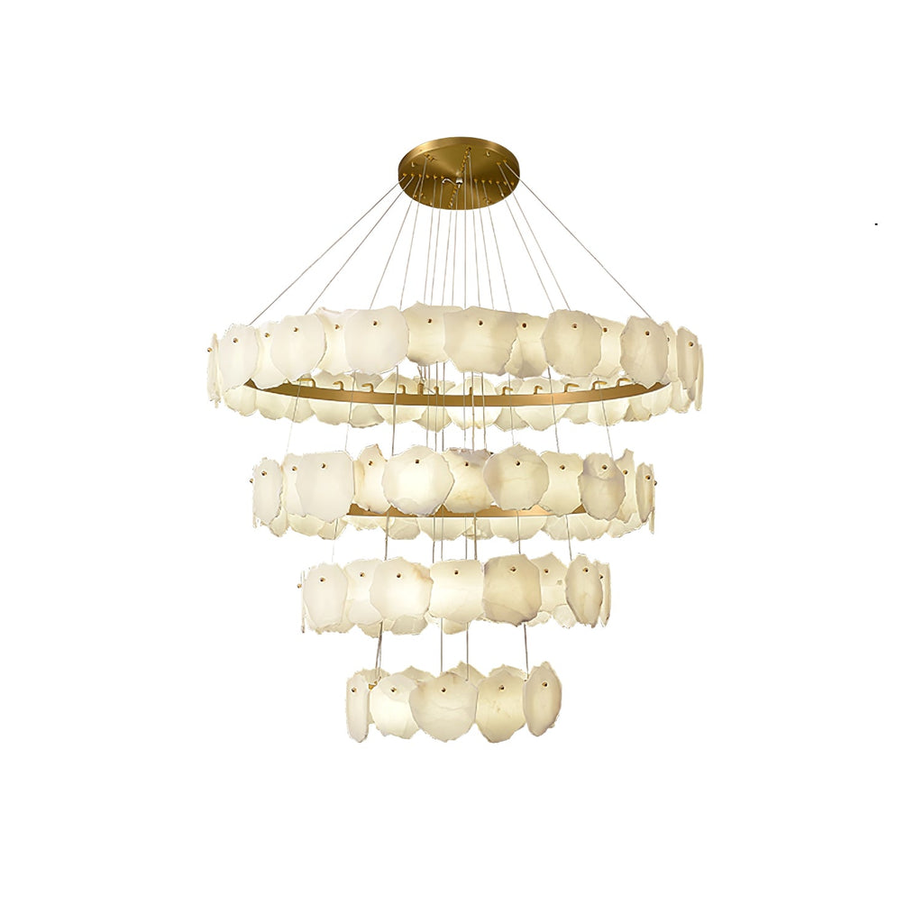Lustre moderne Vernon en Albâtre Or et blanc