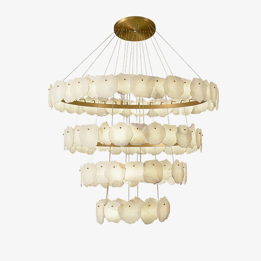 Lustre moderne Vernon en Albâtre Or et blanc