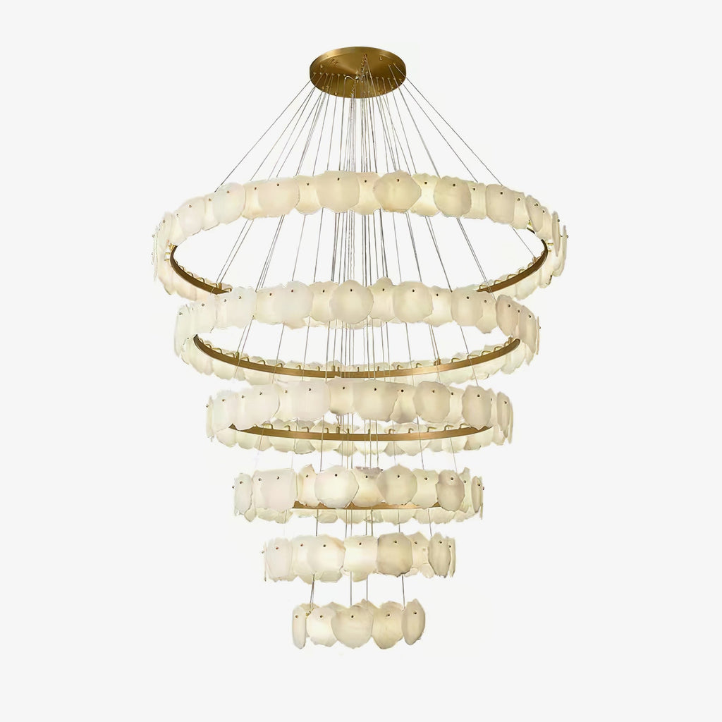 Lustre moderne Vernon en Albâtre Or et blanc