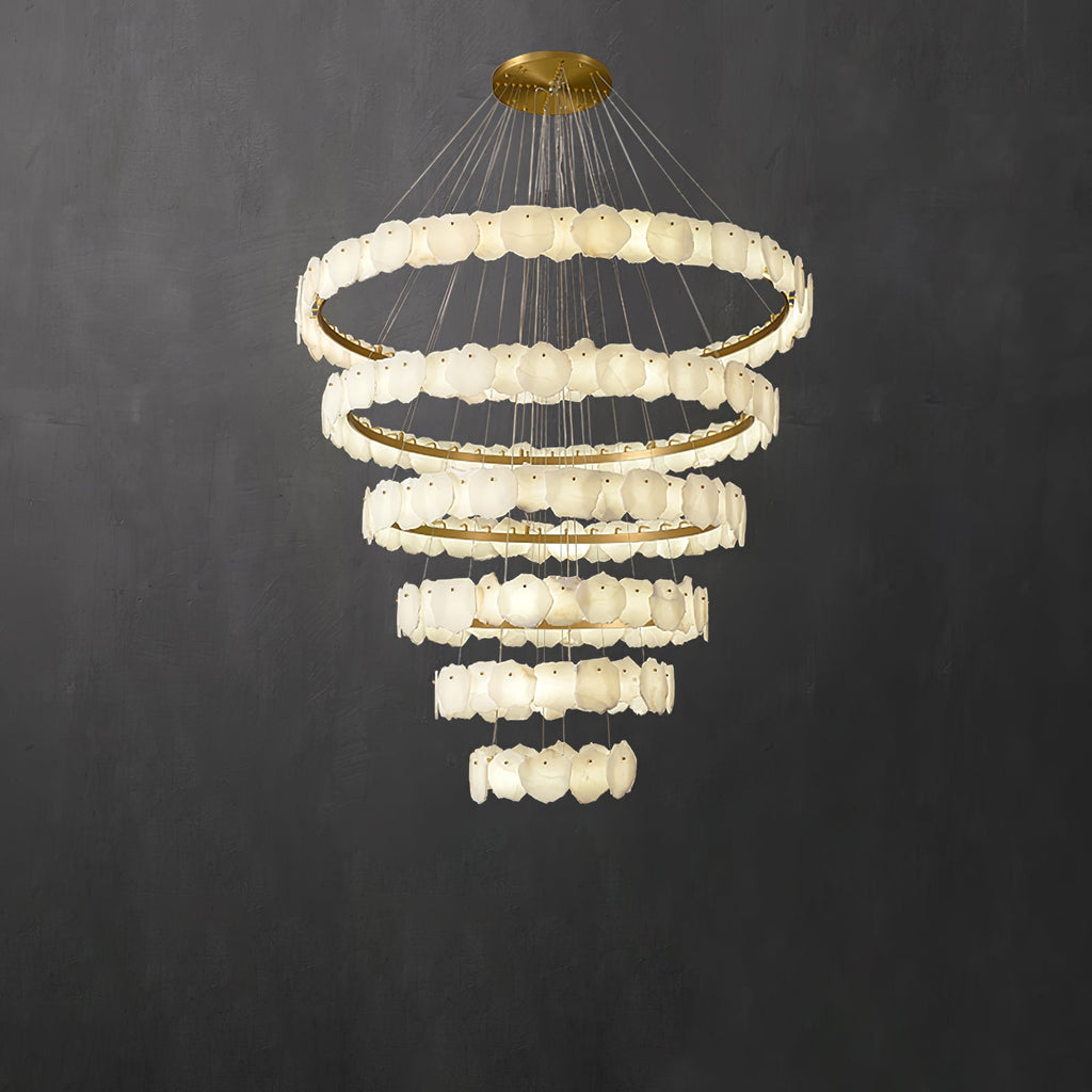 Lustre moderne Vernon en Albâtre Or et blanc
