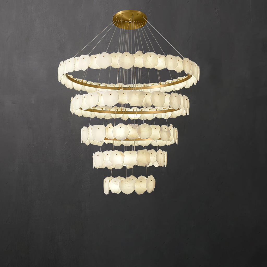 Lustre moderne Vernon en Albâtre Or et blanc
