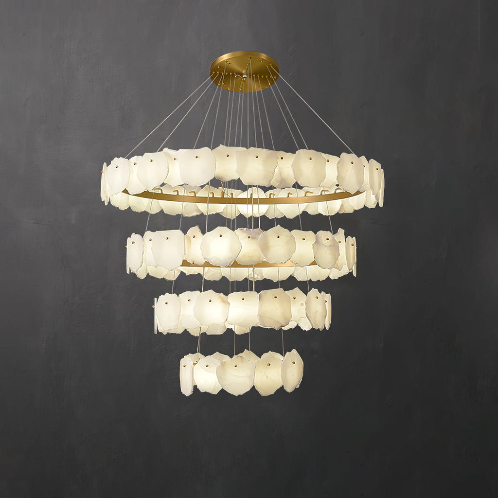 Lustre moderne Vernon en Albâtre Or et blanc