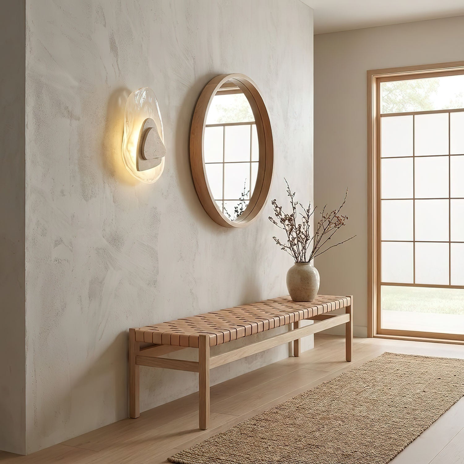 Applique murale moderne Tavish en Travertin jaune et transparent