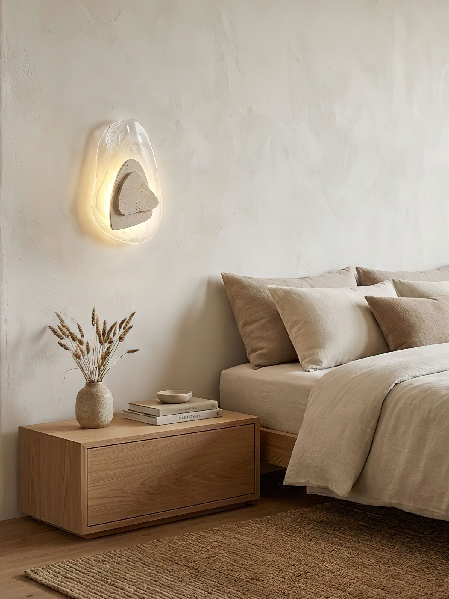 Applique murale moderne Tavish en Travertin jaune et transparent
