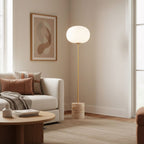 Lampadaire moderne Dren en Travertin Noir et blanc marbre