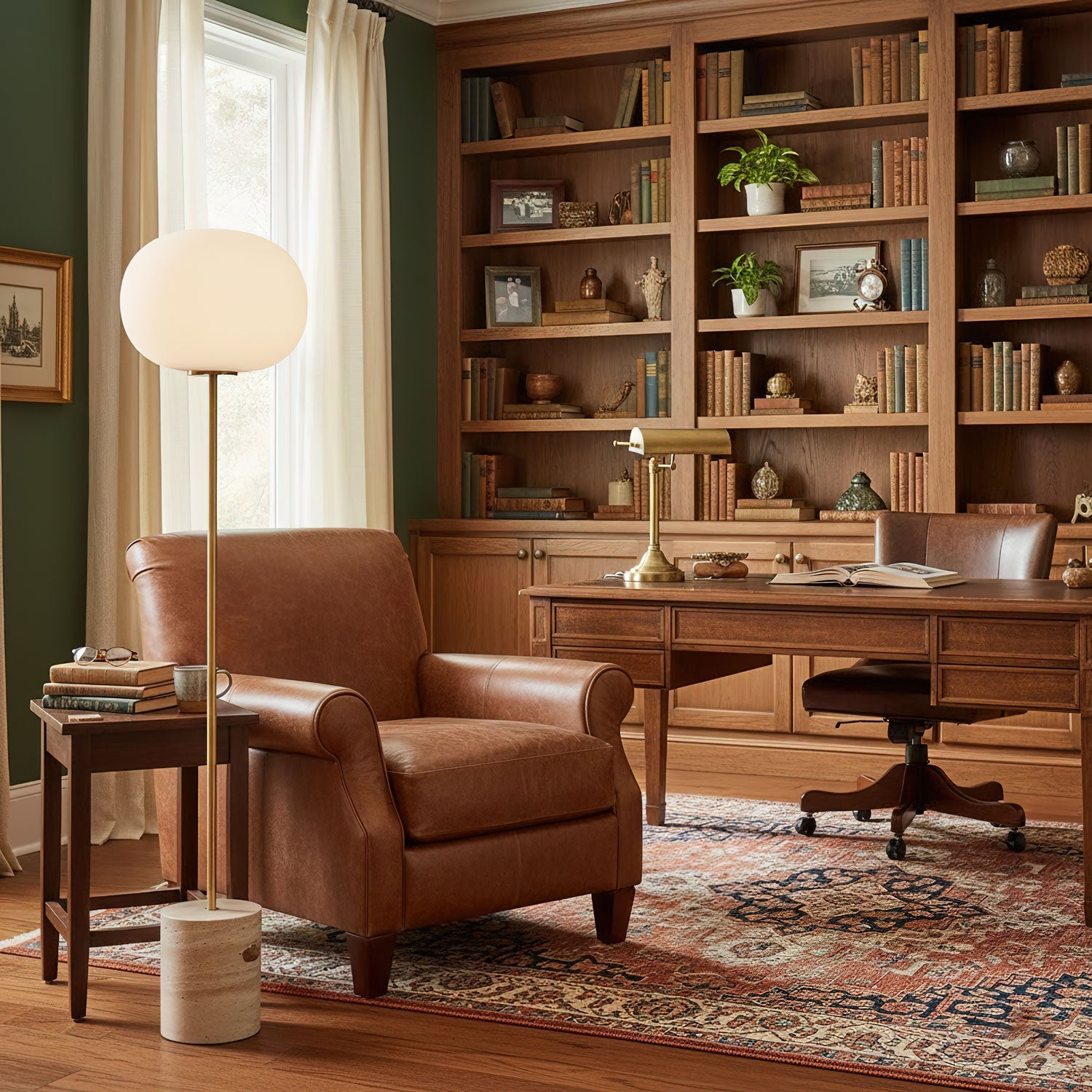 Lampadaire moderne Dren en Marbre Doré et travertin jaune