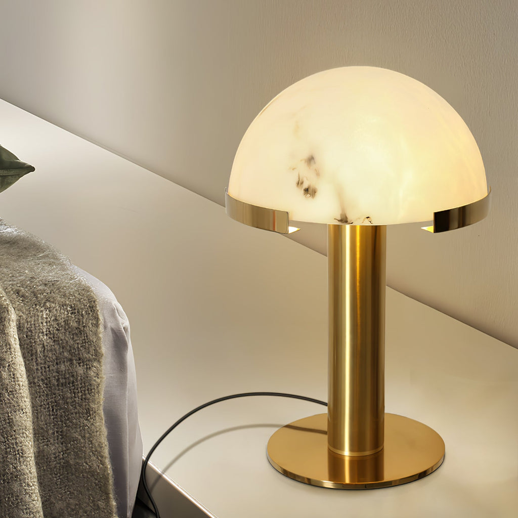 Lampe à poser moderne Grettir en Noir et albâtre blanc