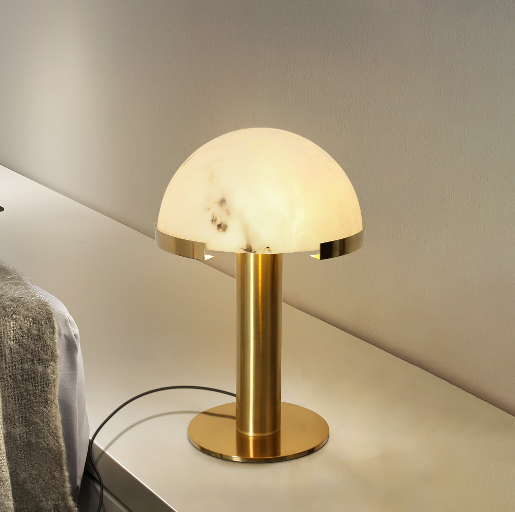 Lampe à poser moderne Grettir en Or et albâtre blanc