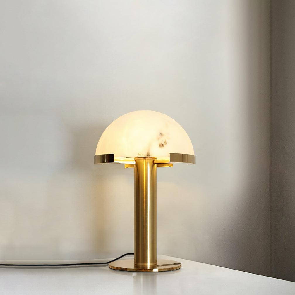 Lampe à poser moderne Grettir en Albâtre Noir et blanc verre