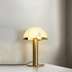Lampe à poser moderne Grettir en Albâtre Or et blanc verre
