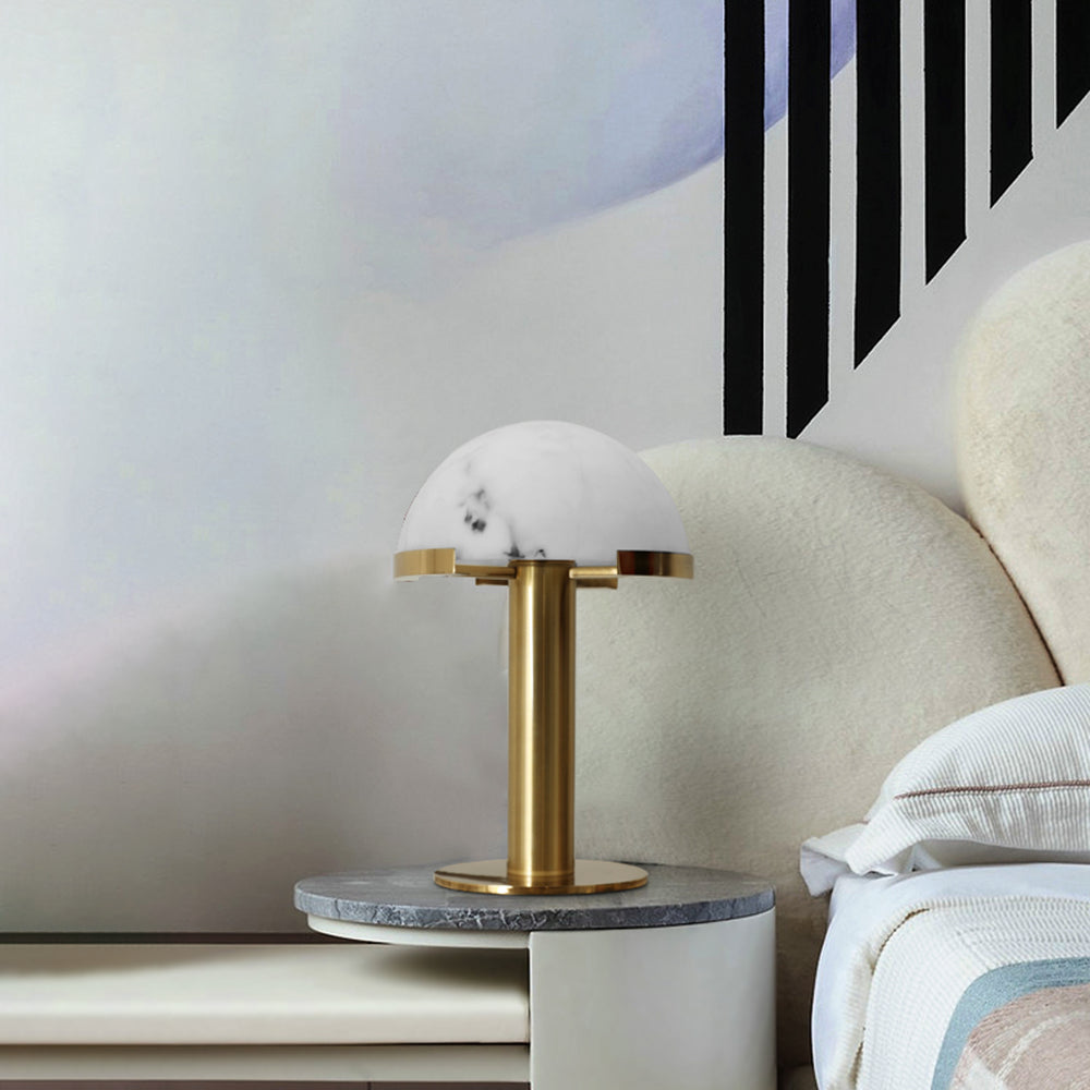 Lampe à poser moderne Grettir en Noir et albâtre blanc