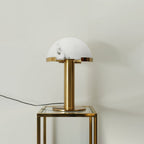 Lampe à poser moderne Grettir en Or et albâtre blanc