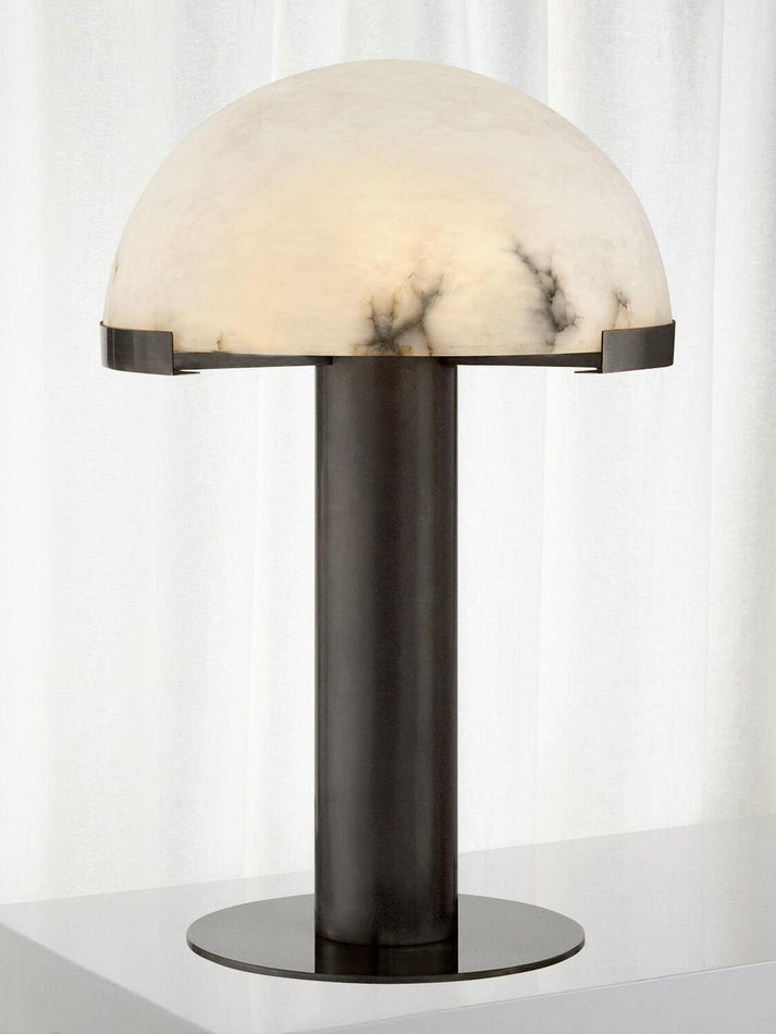 Lampe à poser moderne Grettir en Or et albâtre blanc