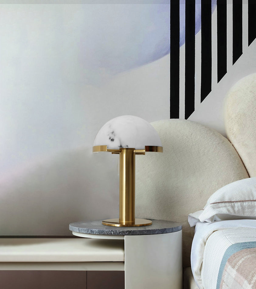 Lampe à poser moderne Grettir en Albâtre Noir et blanc verre