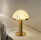 Lampe à poser moderne Grettir en Albâtre Or et blanc verre