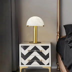 Lampe à poser moderne Grettir en Albâtre Or et blanc verre