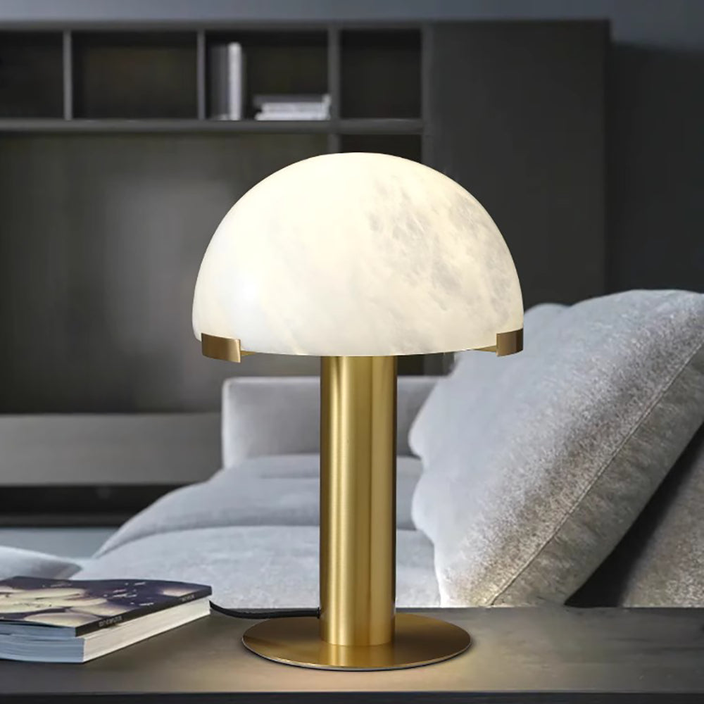 Lampe à poser moderne Grettir en Or et albâtre blanc