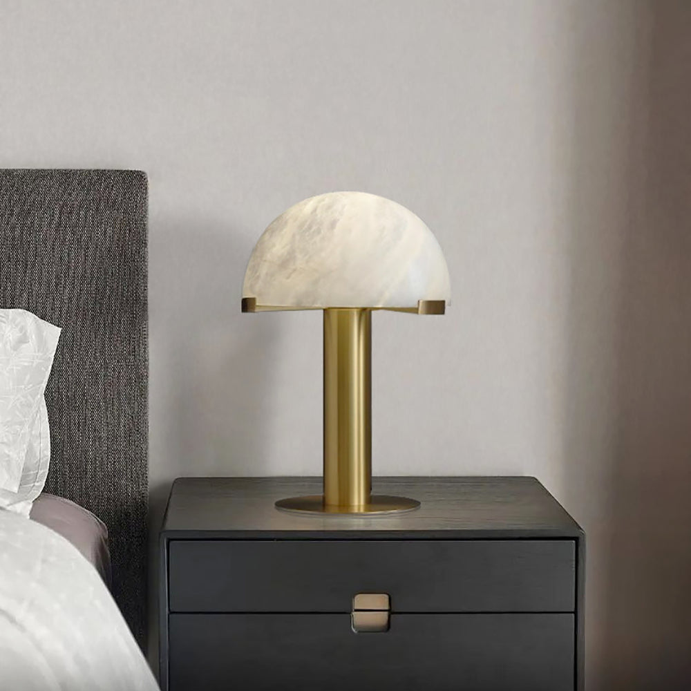 Lampe à poser moderne Grettir en Noir et albâtre blanc