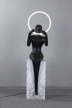 Lampadaire moderne Tormod en Noir et blanc marbre