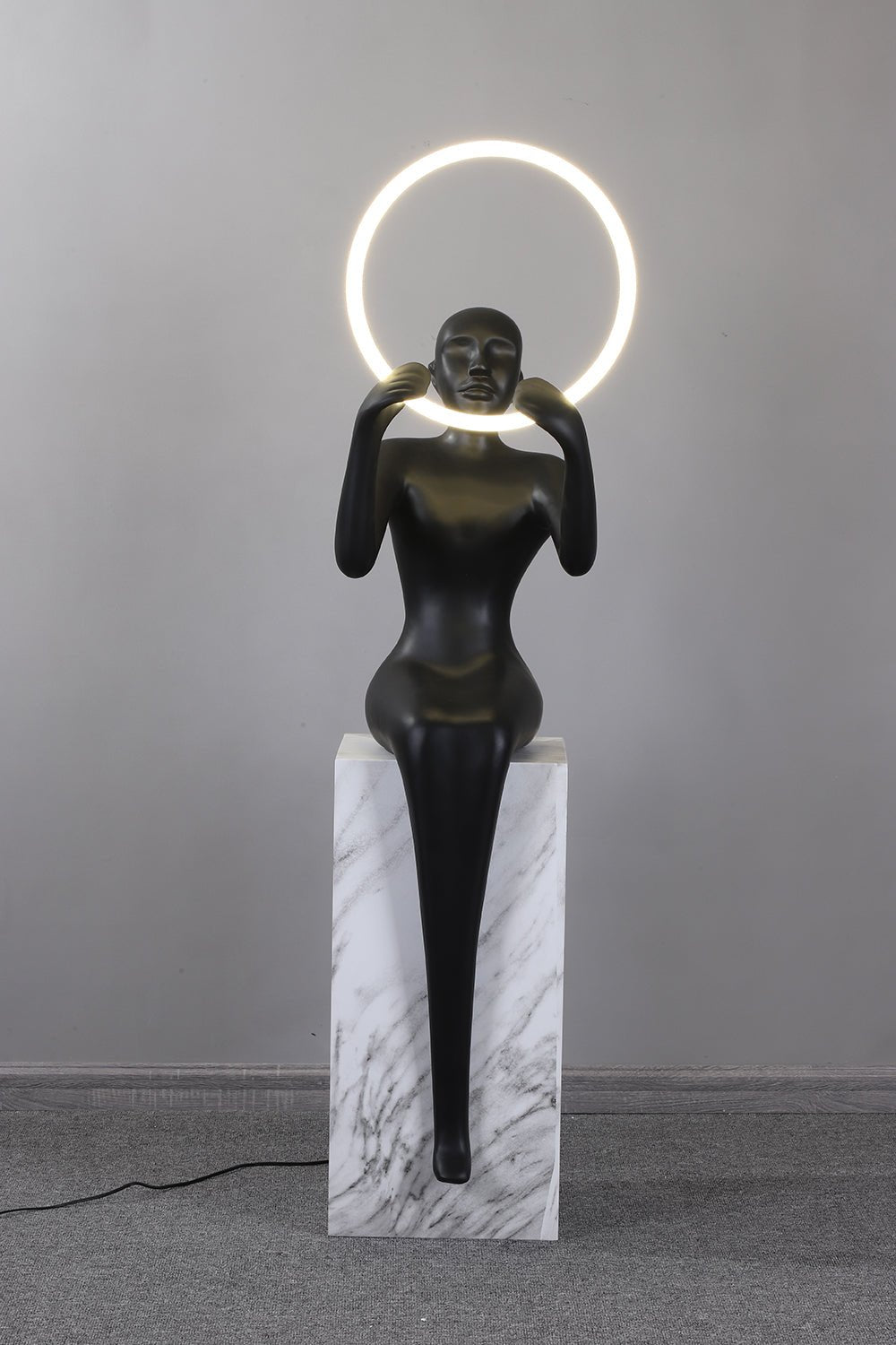 Lampadaire moderne Tormod en Bleu et blanc marbre