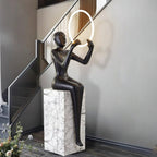 Lampadaire moderne Tormod en Noir et blanc marbre