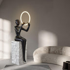 Lampadaire moderne Tormod en Noir et blanc marbre