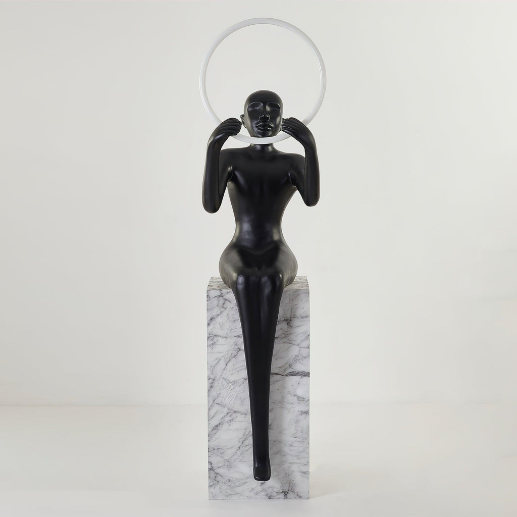 Lampadaire moderne Tormod en Noir et blanc marbre