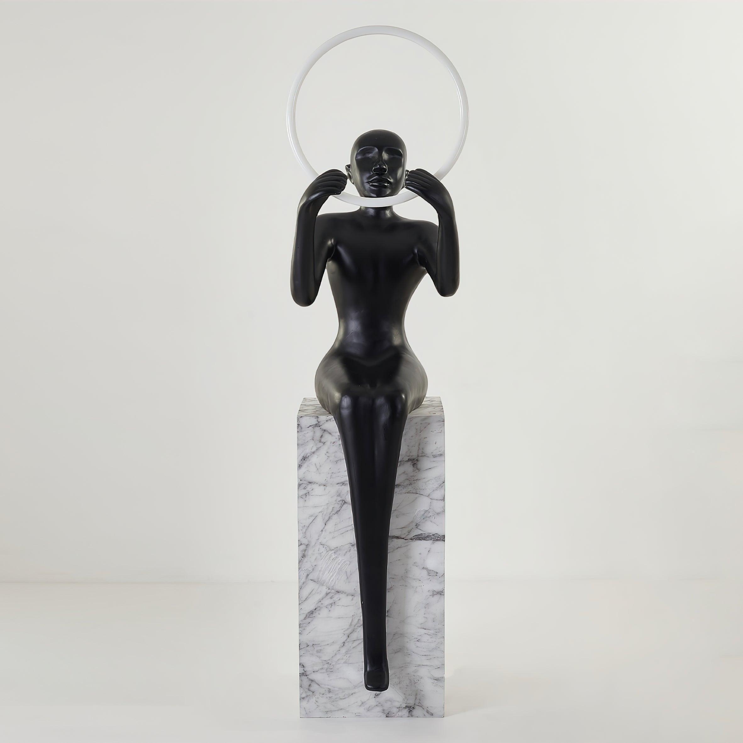 Lampadaire moderne Tormod en Noir et blanc marbre