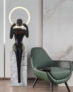 Lampadaire moderne Tormod en Noir et blanc marbre