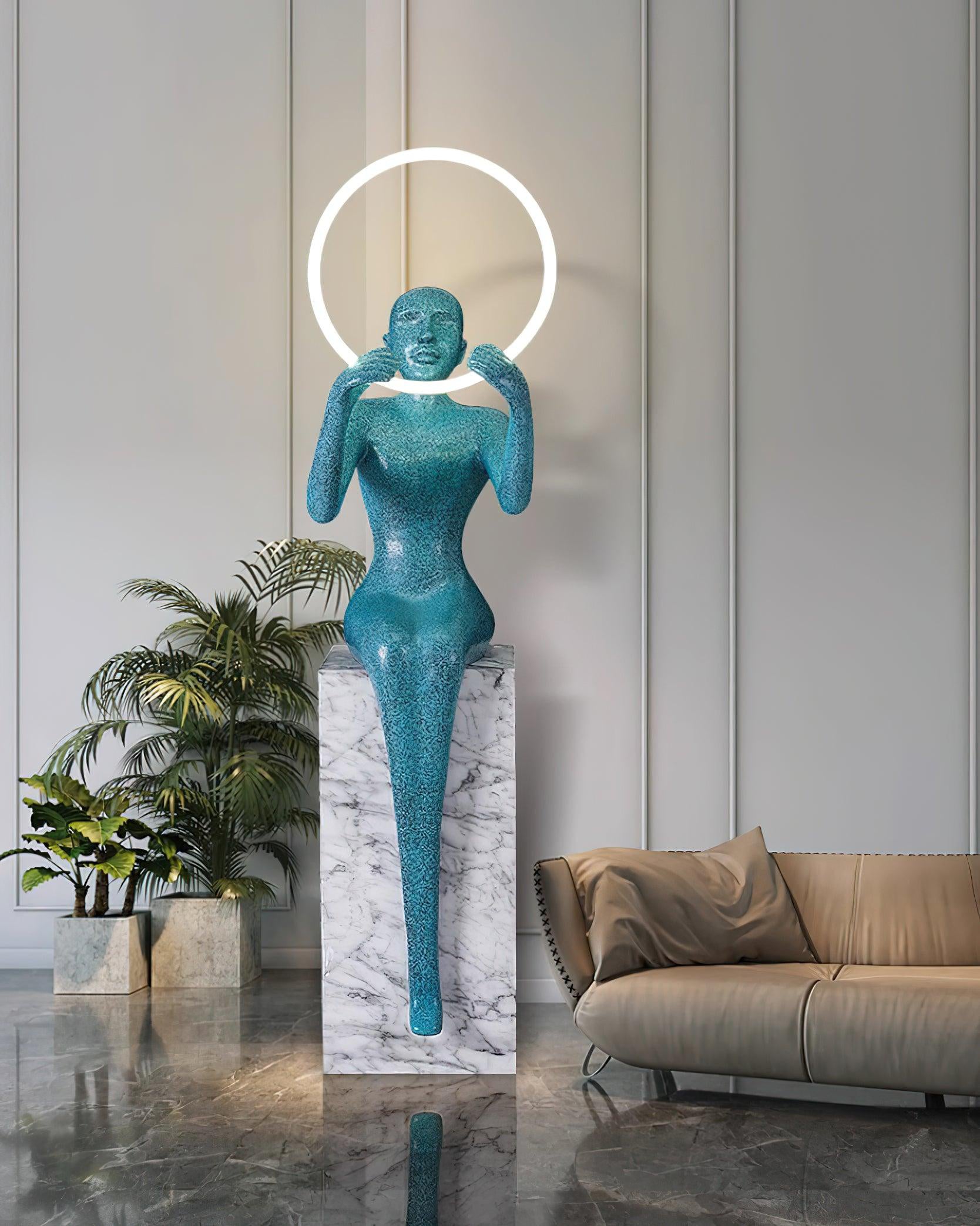 Lampadaire moderne Tormod en Bleu et blanc marbre
